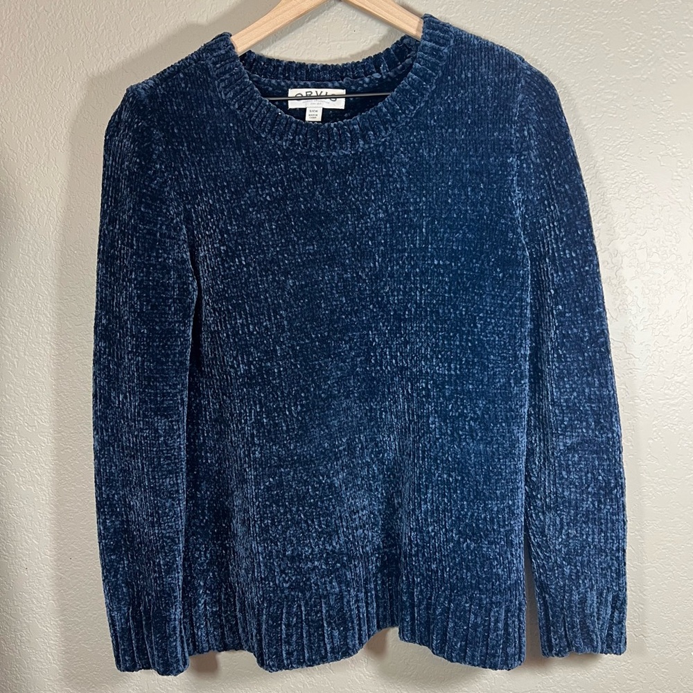 ORVIS Navy Chenille Long Sleeve Pullover Sweater Women’s size small